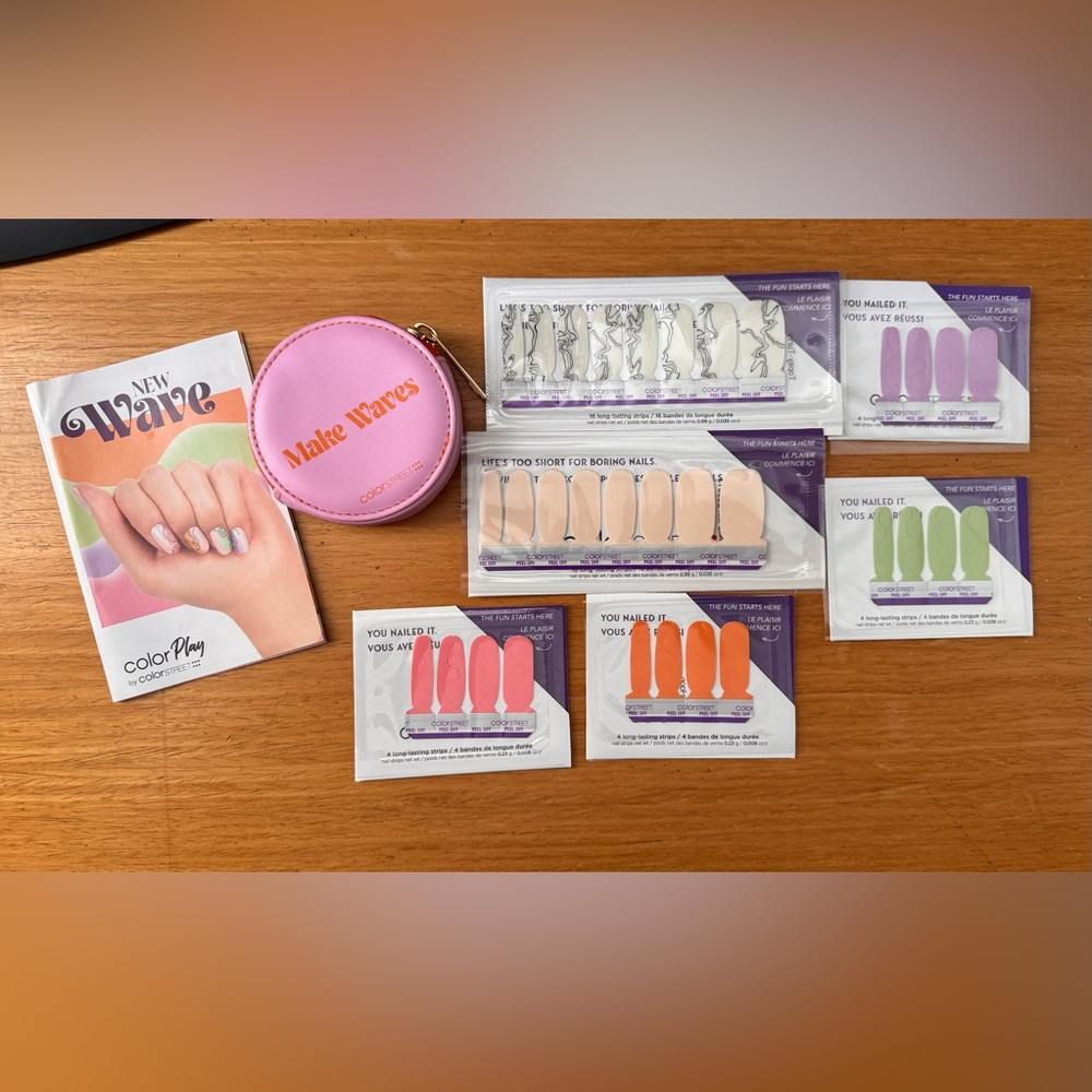 Color Street New Wave Playbox with Pink 'Make Waves' Pouch